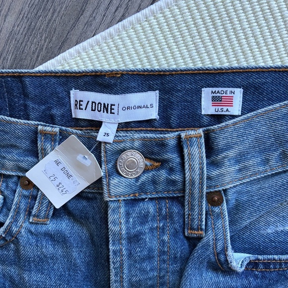 RE/DONE Originals Distressed High Rise Ankle Crop Jeans - Picture 6 of 12